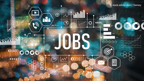 Bildelemente symbolisieren verschiedene Aspekte des Bereichs Erwerbstätigkeit