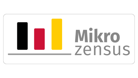 Drei bunte Balken als Mikrozensus Logo Mikrozensus Logo