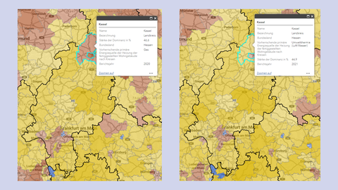 Energiequellen in Kassel Karte von Energiequellen, Fokus Kassel