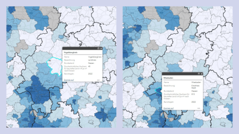 Grafik Neubauatlas Vogelsbergkreis und Wiesbaden