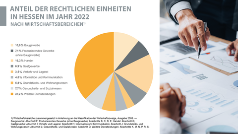 Grafik: Anteil der rechtlichen Einheiten nach Wirtschaftsbereichen in Hessen